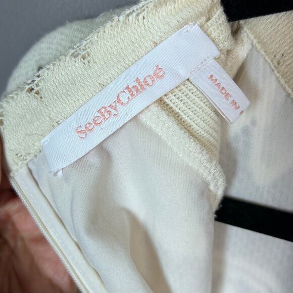 See By Chloe Dress size 8 FR 42 lace long sleeve Victorian sweater tiered - Picture 12 of 15